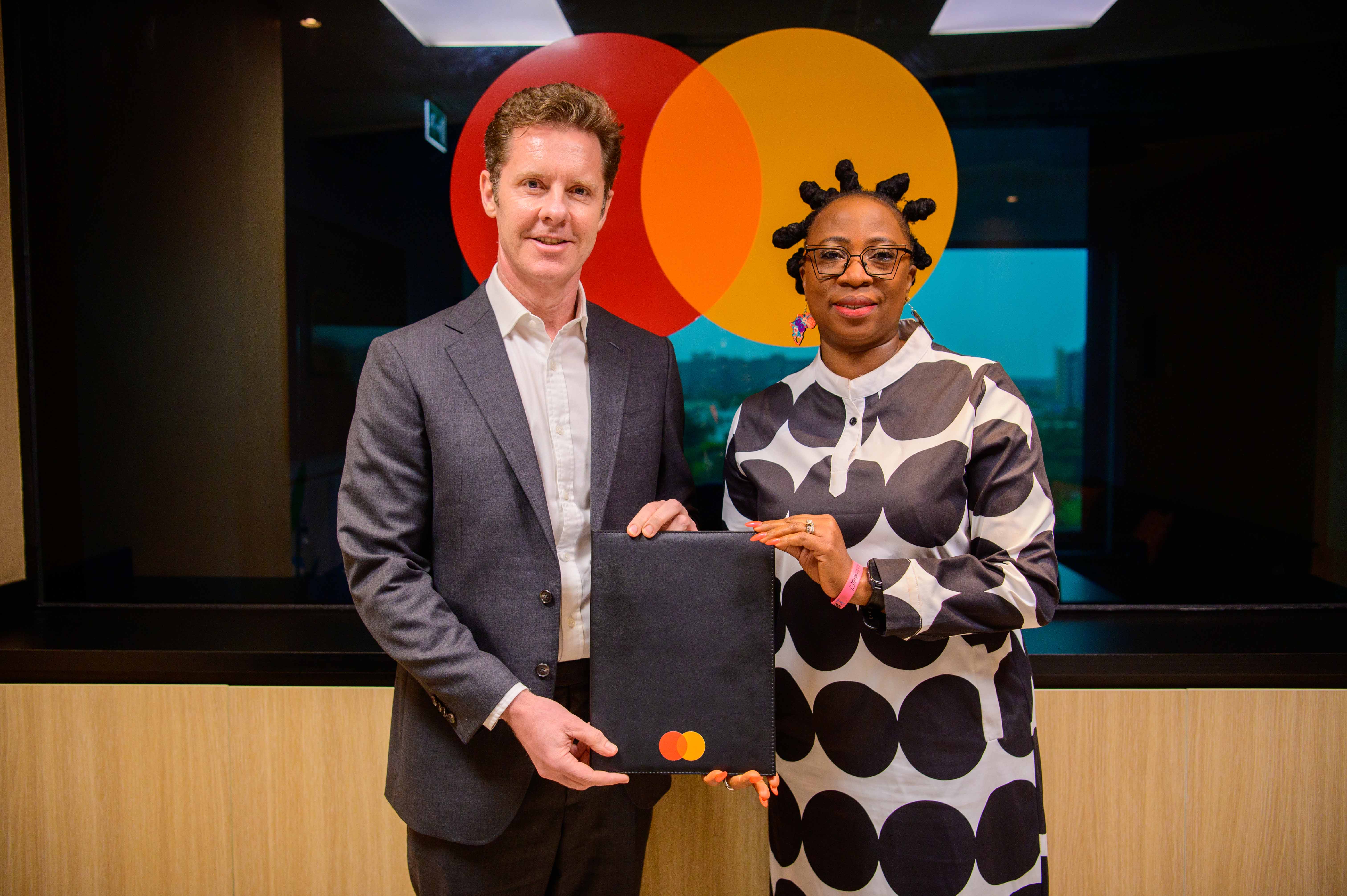 Mark Elliott, Division President for Africa at Mastercard and Folasade Femi-Lawal, Country Manager and Area Business Head, West Africa, Mastercard at the Ghana Office opening ceremony.