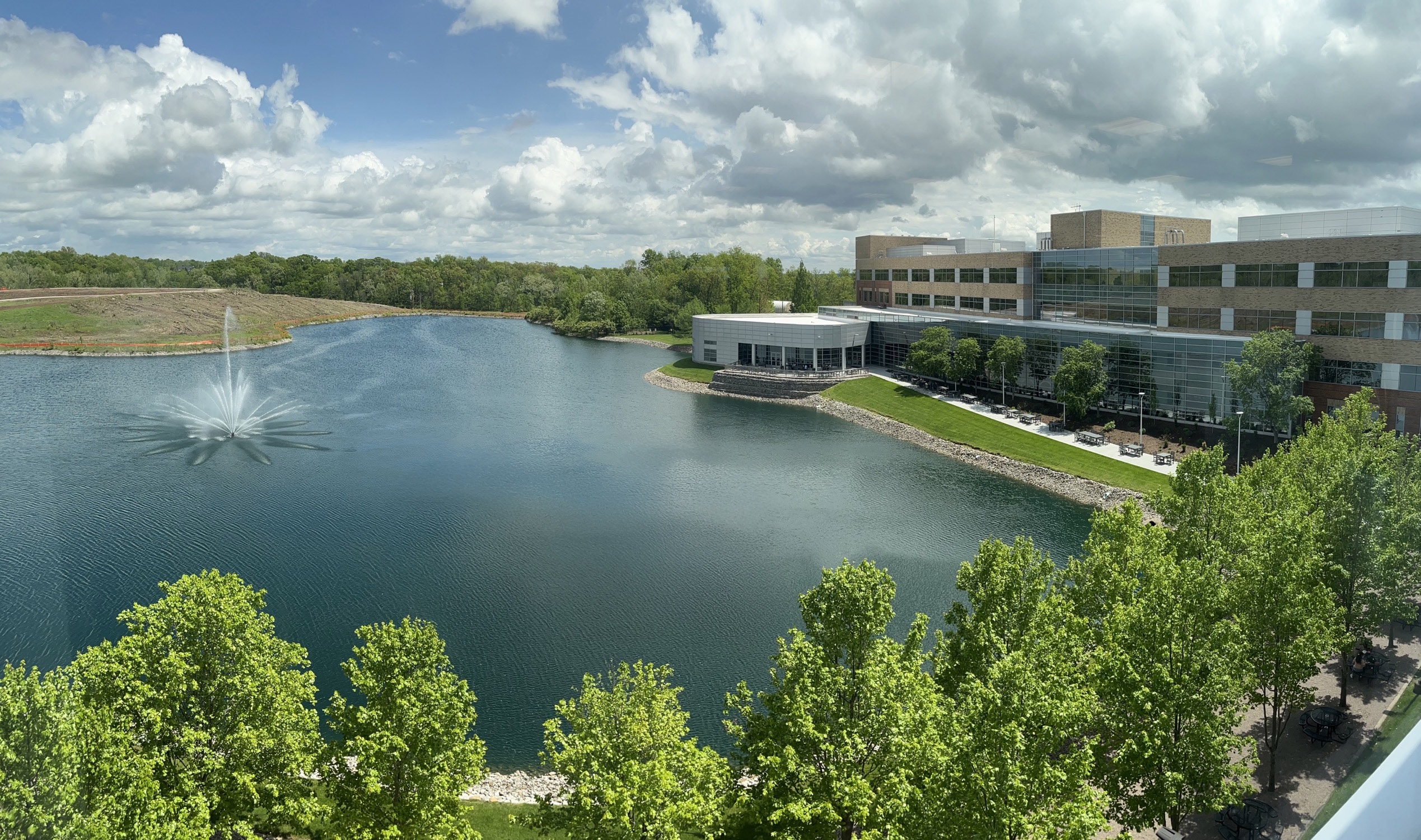 The lake outside Mastercard's St. Louis Tech Hub.