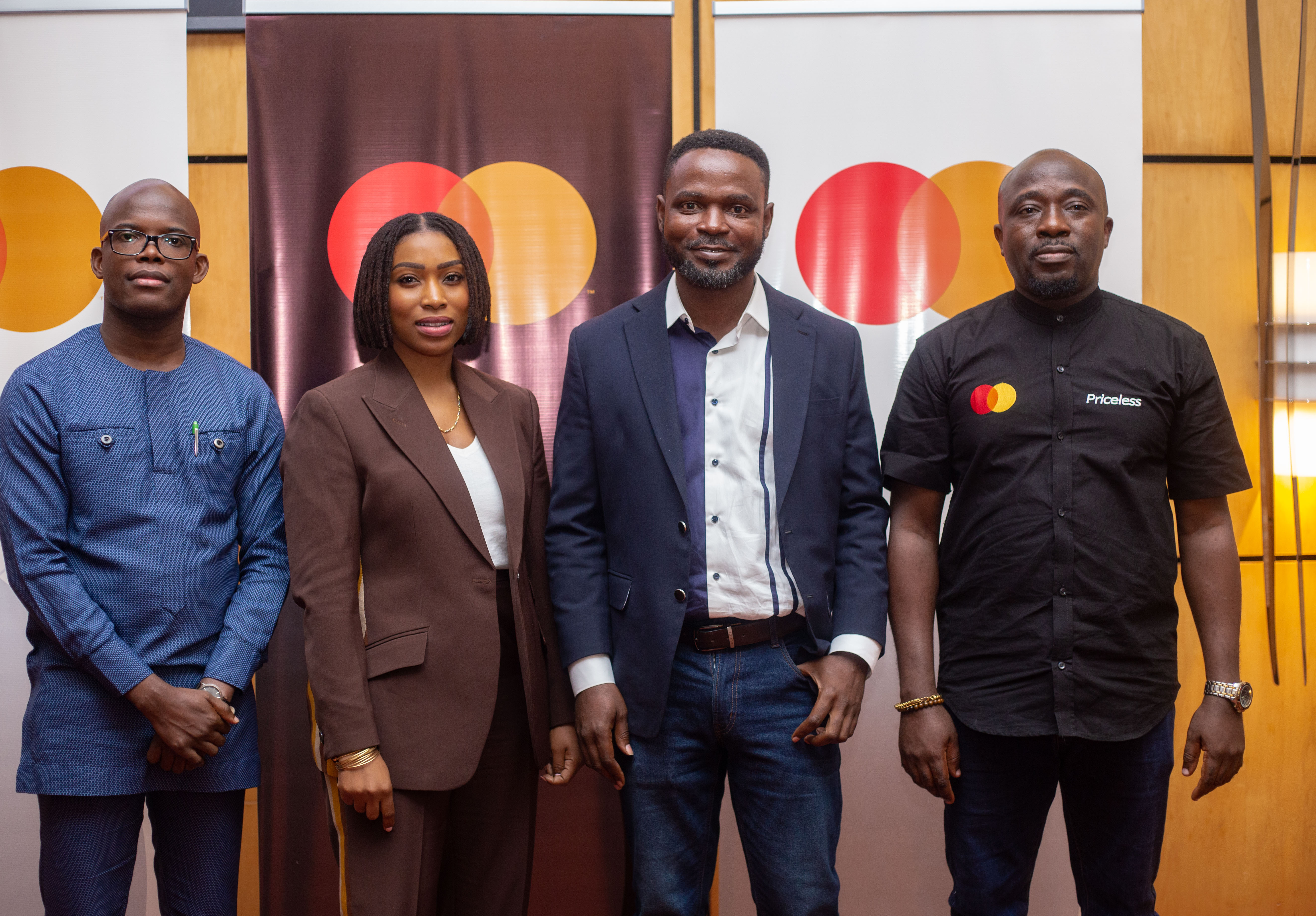 L-R: Martin Kwame Awagah, President of The Ghana Fintech and Payment Association; Kari Tukur, Vice President, Customer Solutions, East and West Africa;  Bossman Kwapong, Mastercard’s Director, for Country Business Development in Ghana & Tolulope Adeyinka, Fintech Business Development Manager for Mastercard in West Africa at the Mastercard Fintech Day Event in Accra on Tuesday, 22 August 2023.